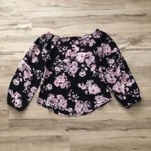 Saks Fifth Avenue Black and Pink Floral Blouse
